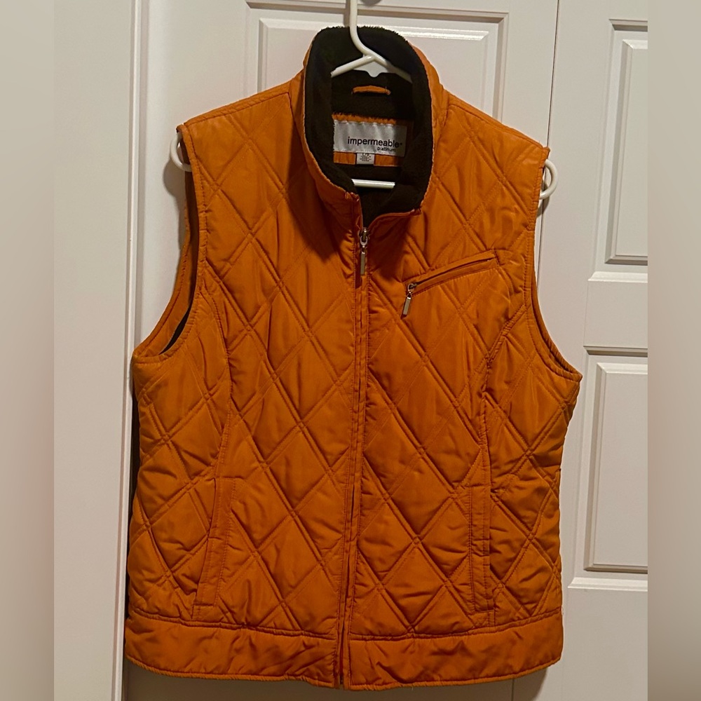 Women’s size L, faux lines, vest, orange